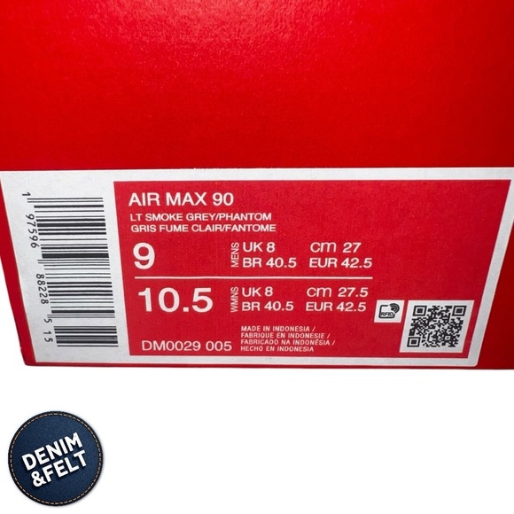 Nike Unisex Air Max 90 Sneakers/Shoes | Light Sky Grey/Phantom | NEW/NIB🔥 - Picture 16 of 16